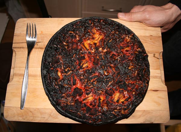 Schwarze Pizza